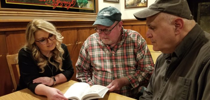 Felicia Valasek Rizzo, James Garrett, and Bob Scappini meet for the weekly Gettysburg Writers Brigade gathering at O'Rorke's Family Eatery and Spirits.
