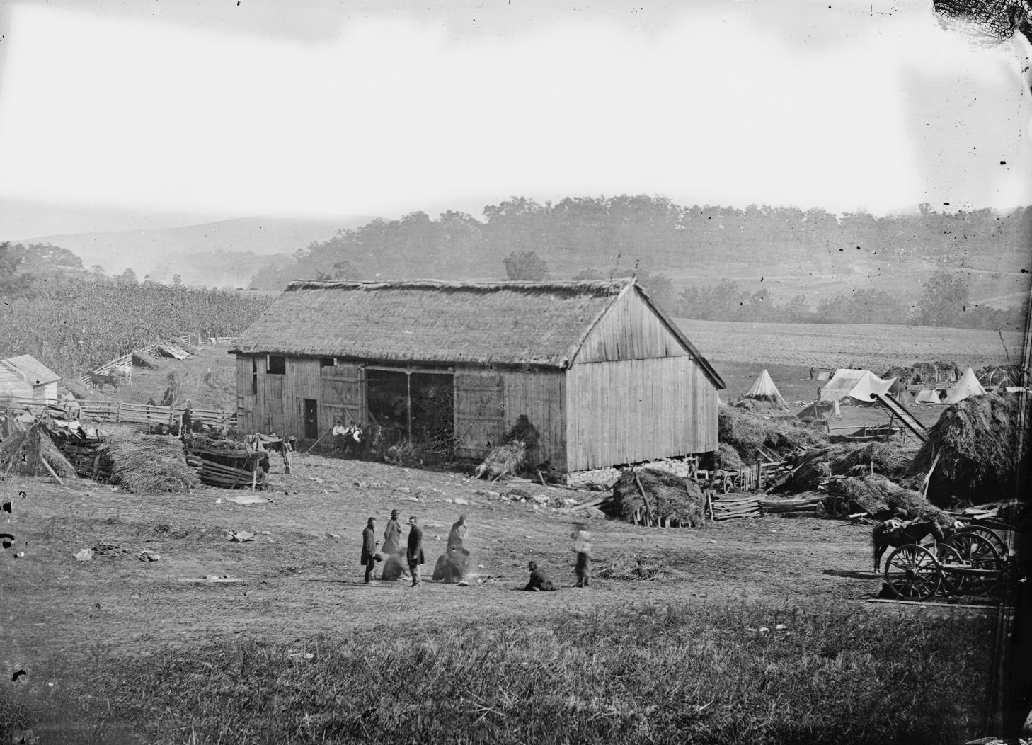In nearby Keedysville, Maryland, a barn is used as a hospital after the Battle of Antietam.